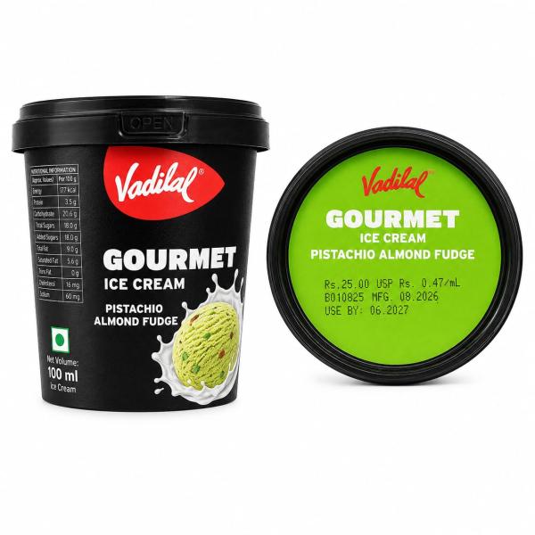 VADILAL GOURMET PISTACHIO ALMOND FUDGE ICE CFEAM - 125ml